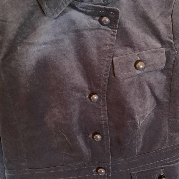 Talbots | Navy Blue Suede-Feel Jacket 77% Cotton Size 4 - Picture 4 of 8